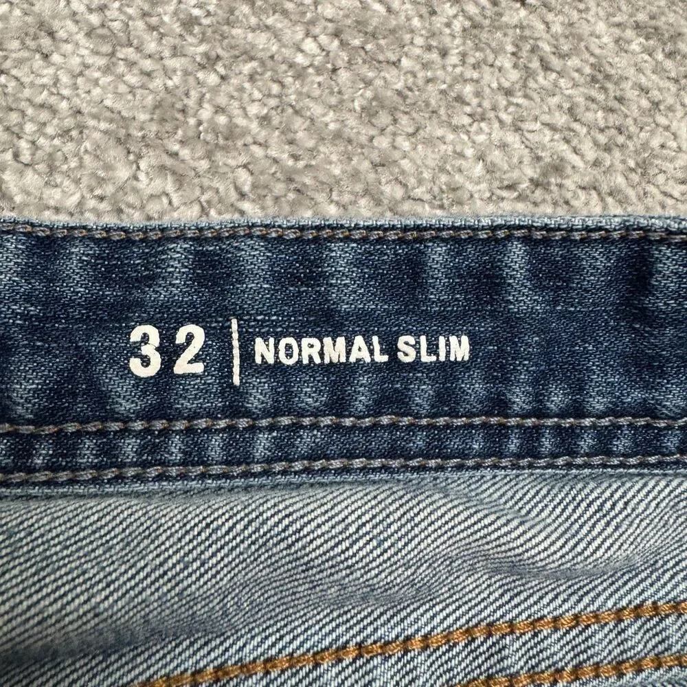 The Normal Brand Slim Straight Denim Jeans Men 32 Blue Medium Wash Cotton Casual